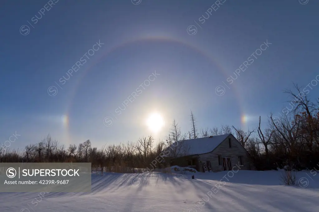 January 30, 2011 - Solar halo and sundogs in southern Alberta, Canada.