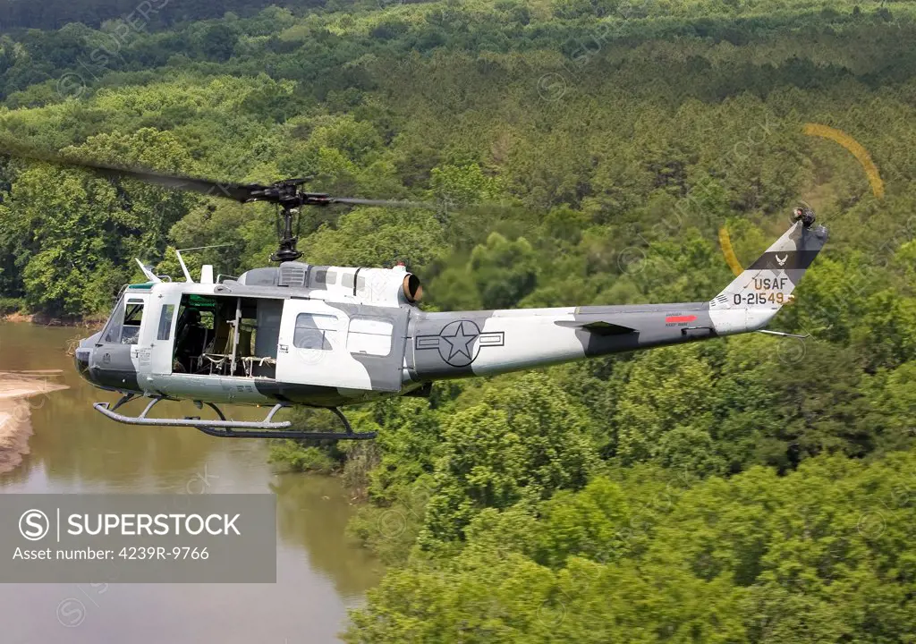 UH-1H Huey was one of the 40 Hueys that were handed over from the U.S. Army to the U.S. Air Force. Nicknamed Tony the Tiger and Shamu, this UH-1H is the only example to be painted in this experimental paint scheme.