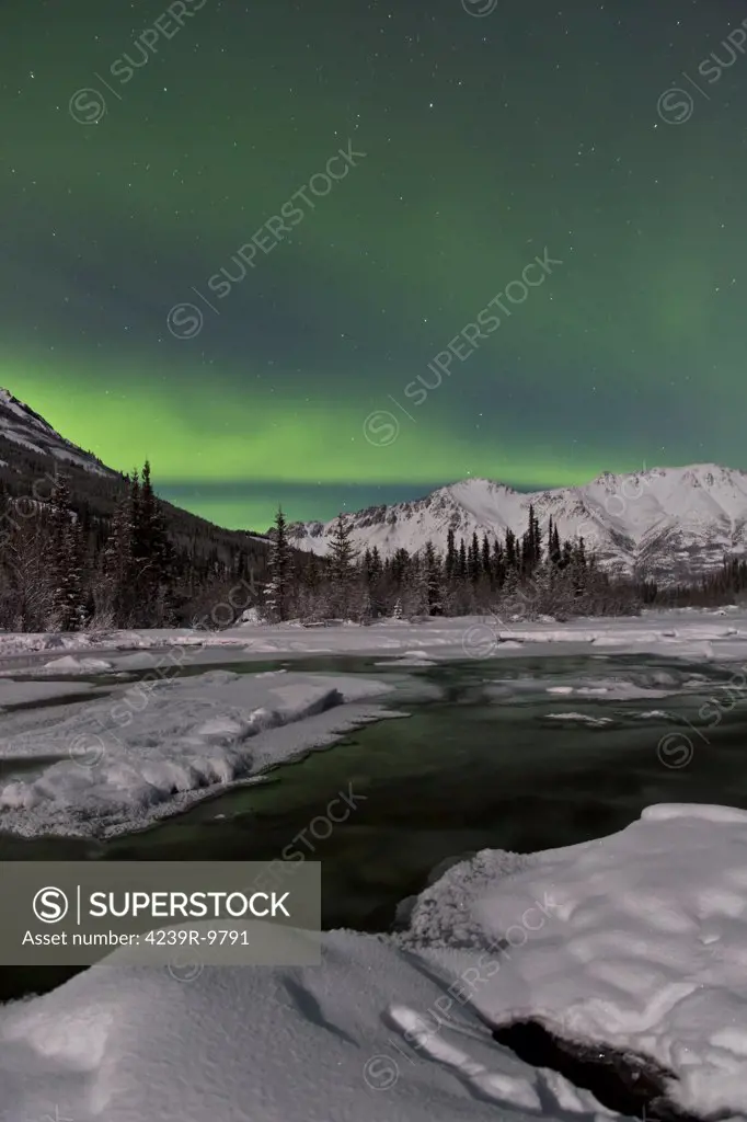 Aurora borealis over Annie Lake, Yukon, Canada.