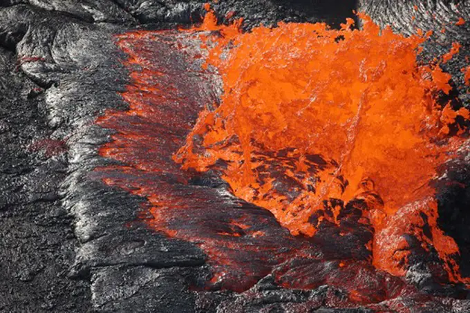 8 February 2008 - Lava bubble bursting at edge of active lava lake, Erta Ale volcano, Danakil Depression, Ethiopia.