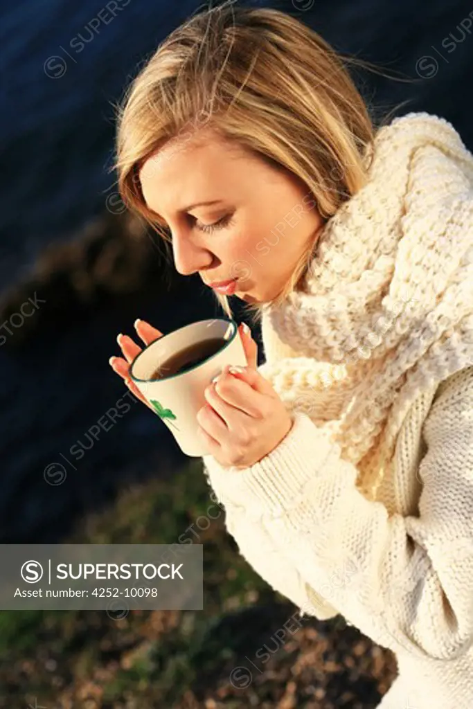 Woman hot drink