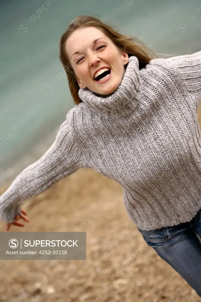 Woman beach happiness