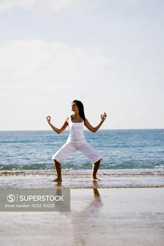 Woman beach zen