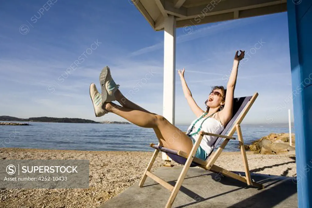 Woman beachchair