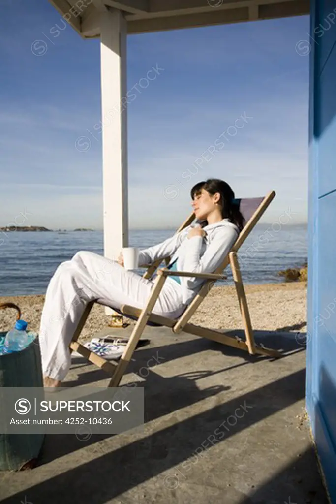 Woman beachchair
