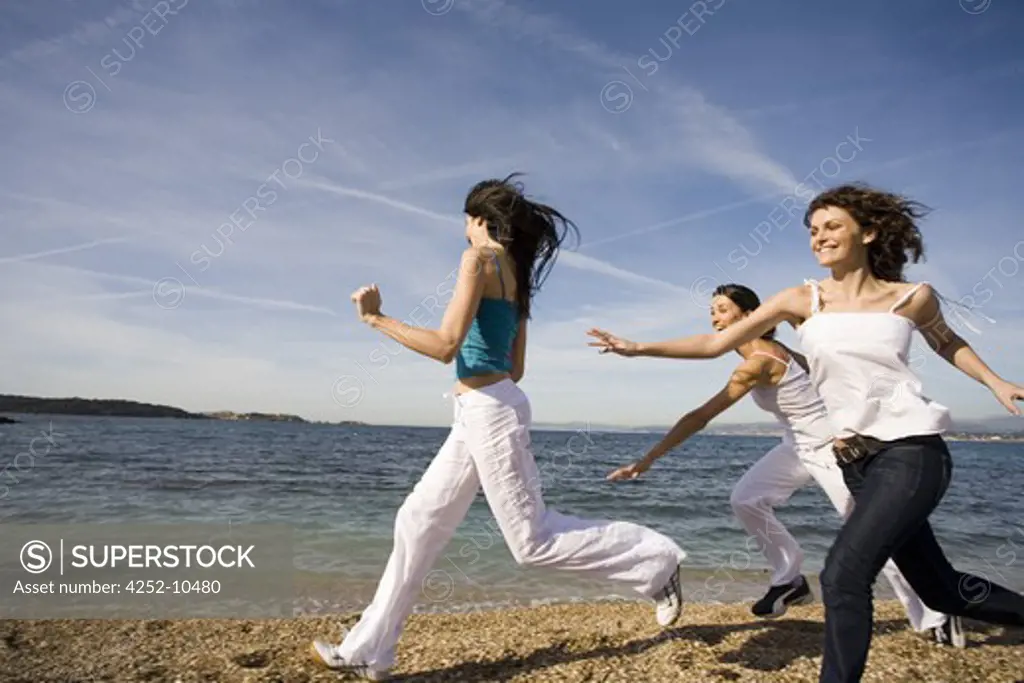 Women running beach