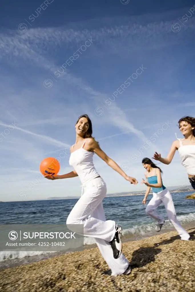 Women running beach