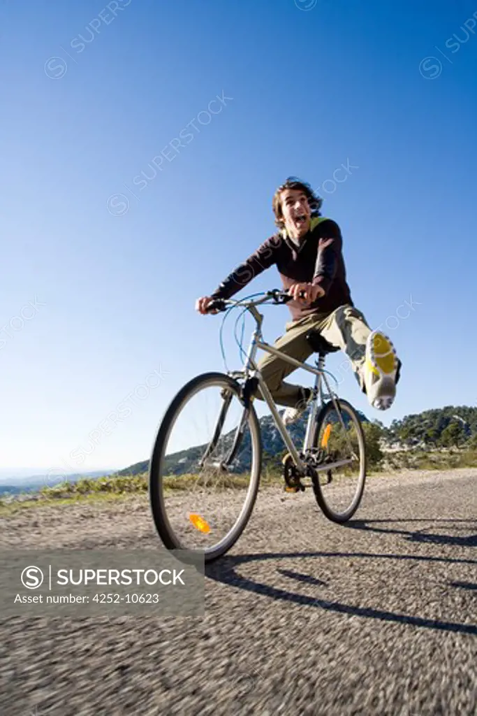 Man hike bike