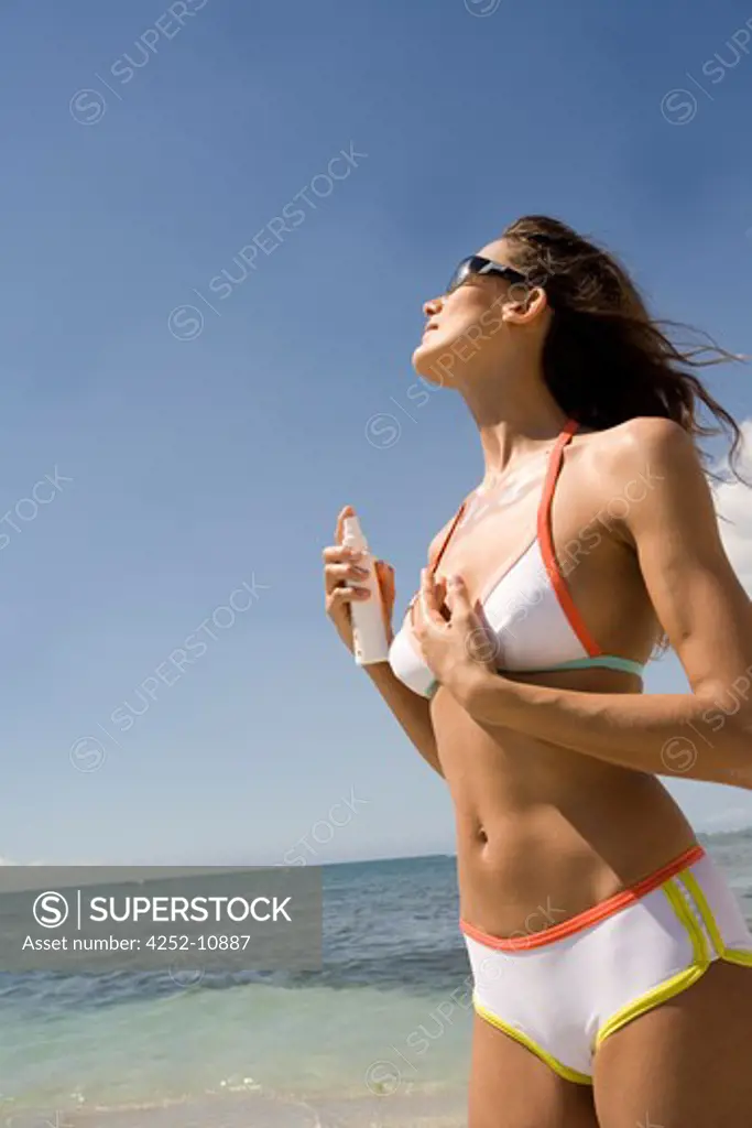 Woman sun cream.