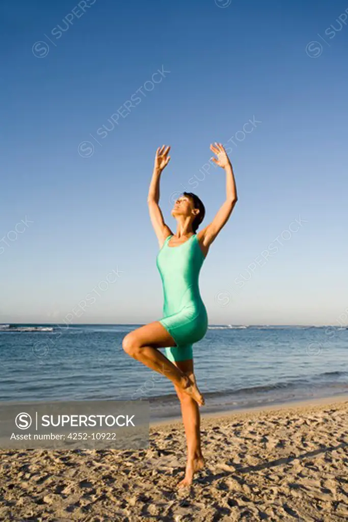 Woman beach dance.