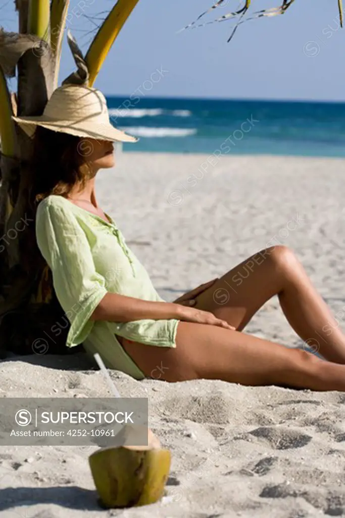 Woman beach summer.