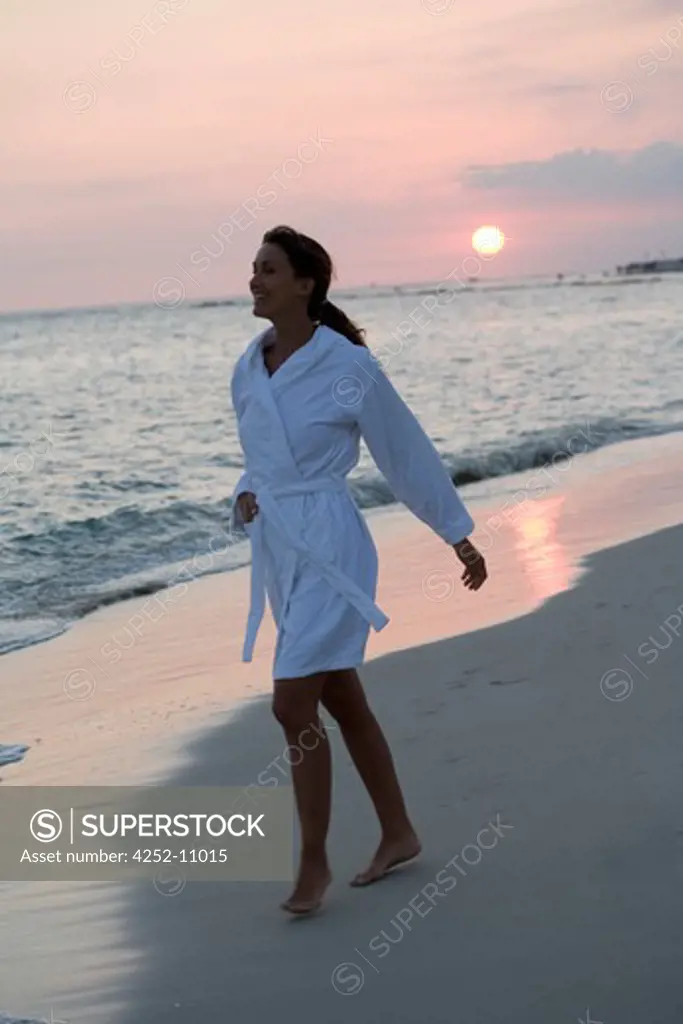 Woman beach bathrobe.