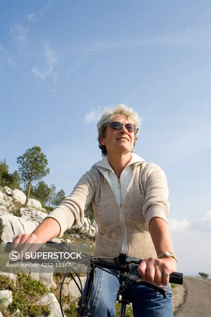 Woman bike hike