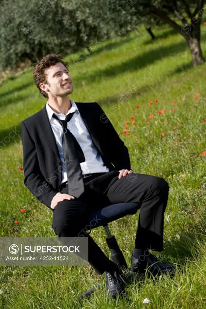 Man relaxing nature