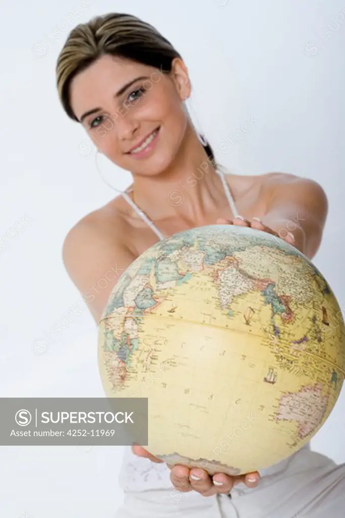 Woman globe.