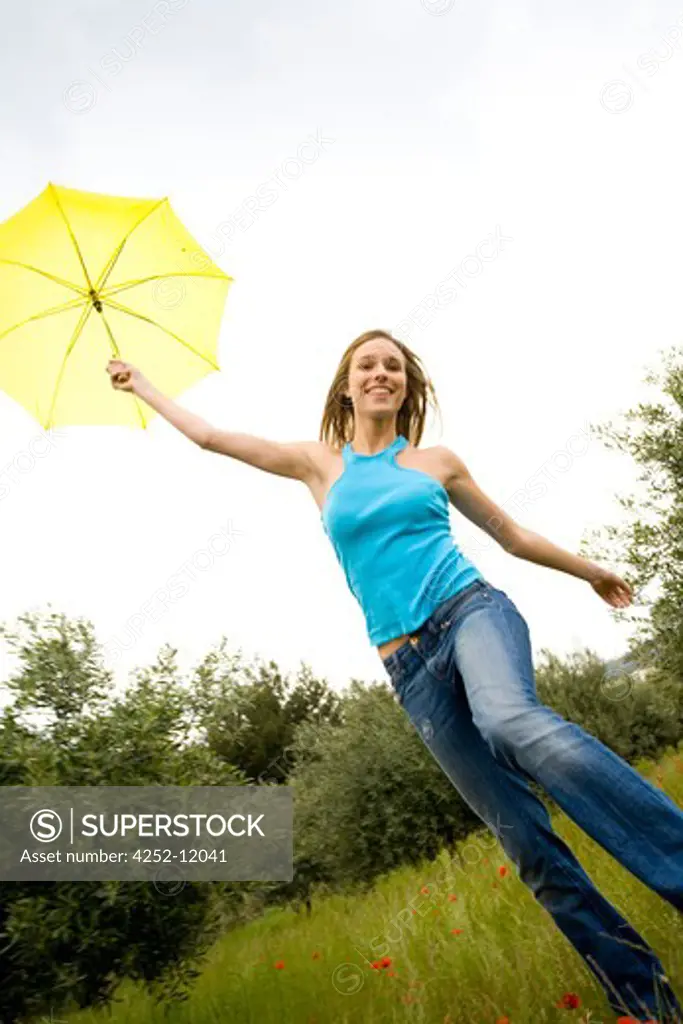 Woman umbrella.