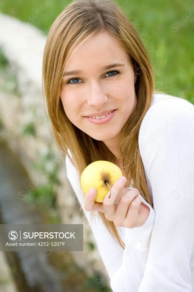 Woman apple.