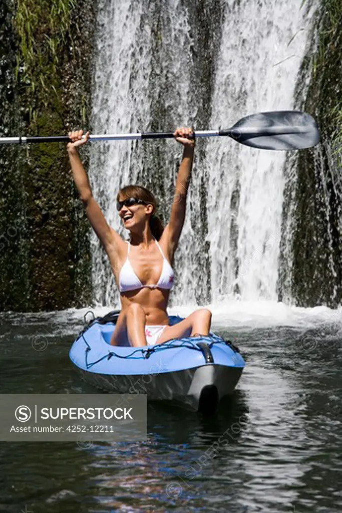 Woman canoe.