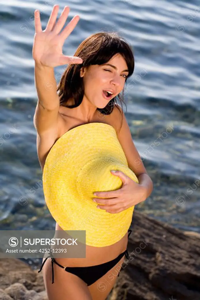 Woman hat beach