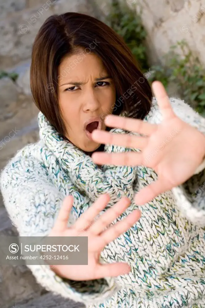 Woman refuse gesture
