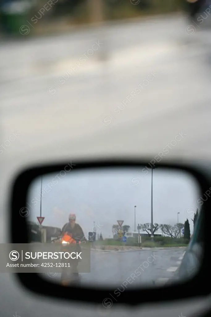 Rear view mirror rain.