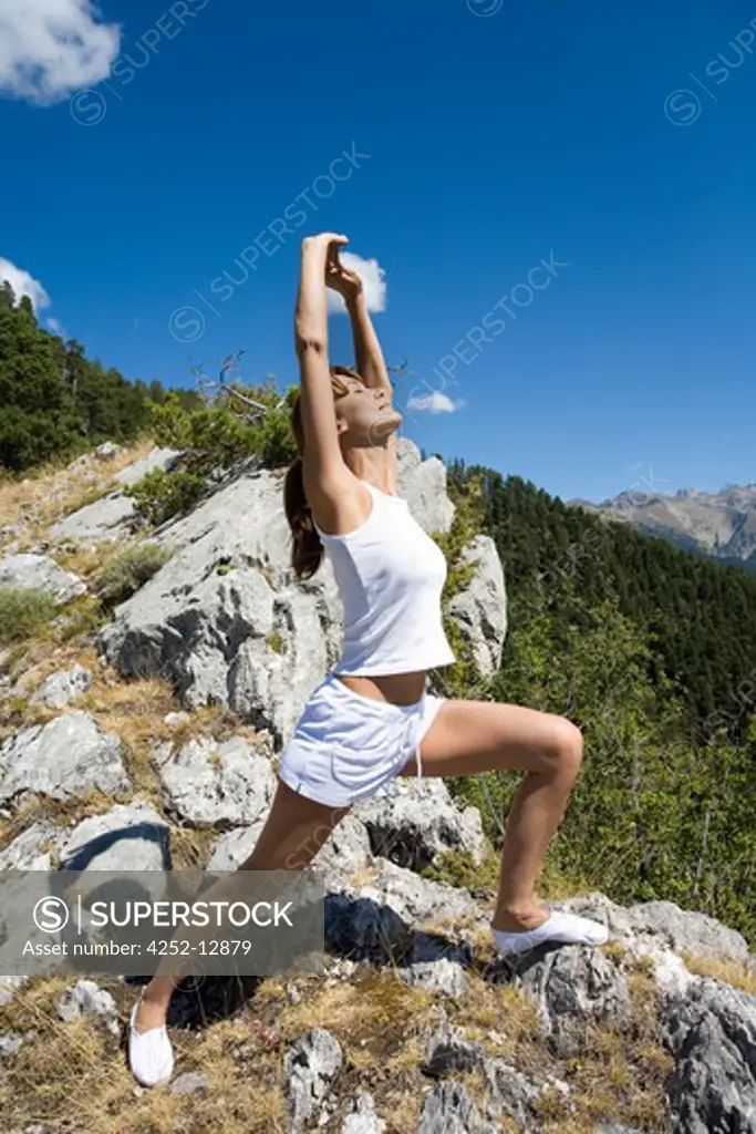 Woman stretching.
