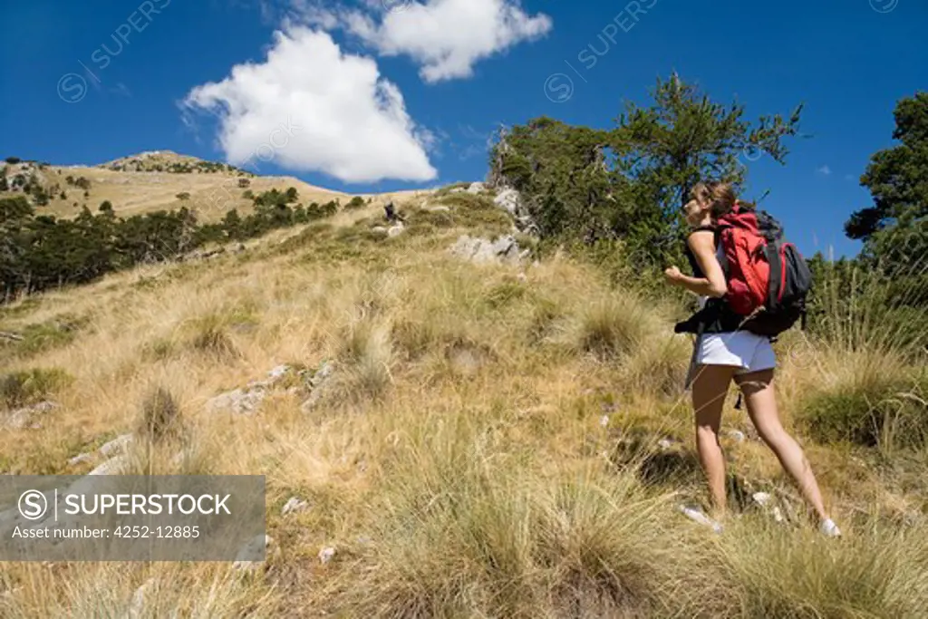 Woman hiking.