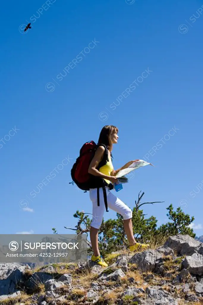 Woman hiking.