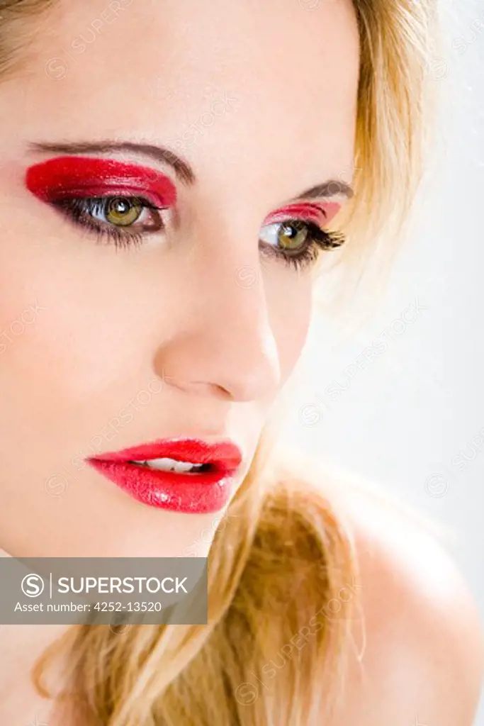 Woman red make up