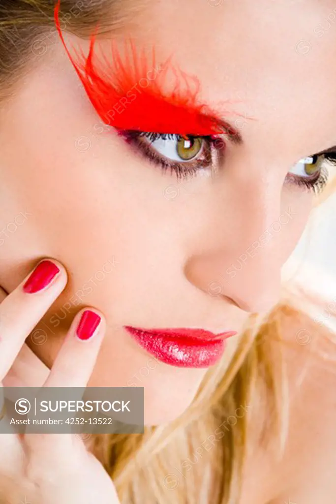 Woman red make up