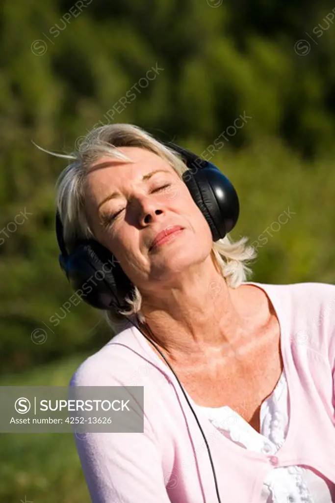 Woman music headphones