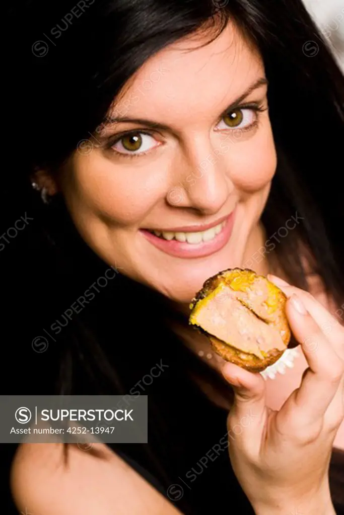 Woman foie gras toast