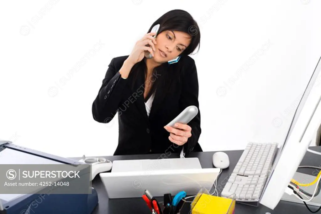 Woman phone work