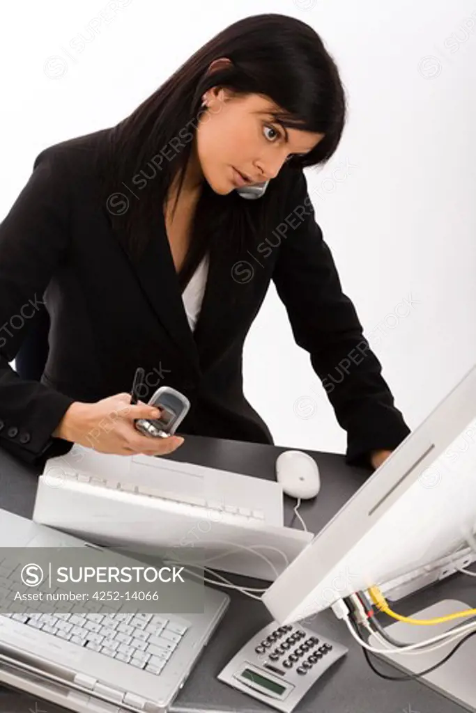 Woman phone work