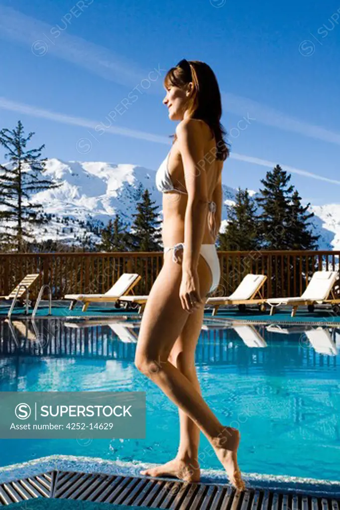 Woman swimming pool