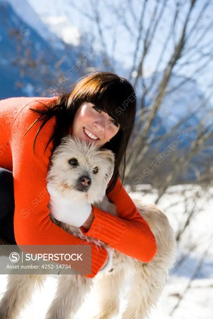 Woman mountain dog