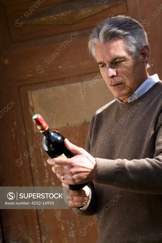 Man wine bottle