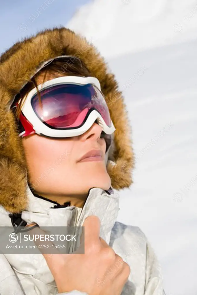Woman ski glasses