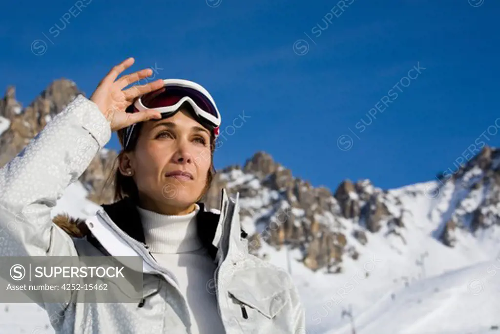 Woman ski glasses
