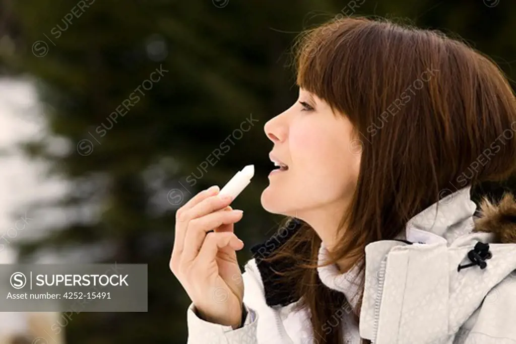 Woman lip balm