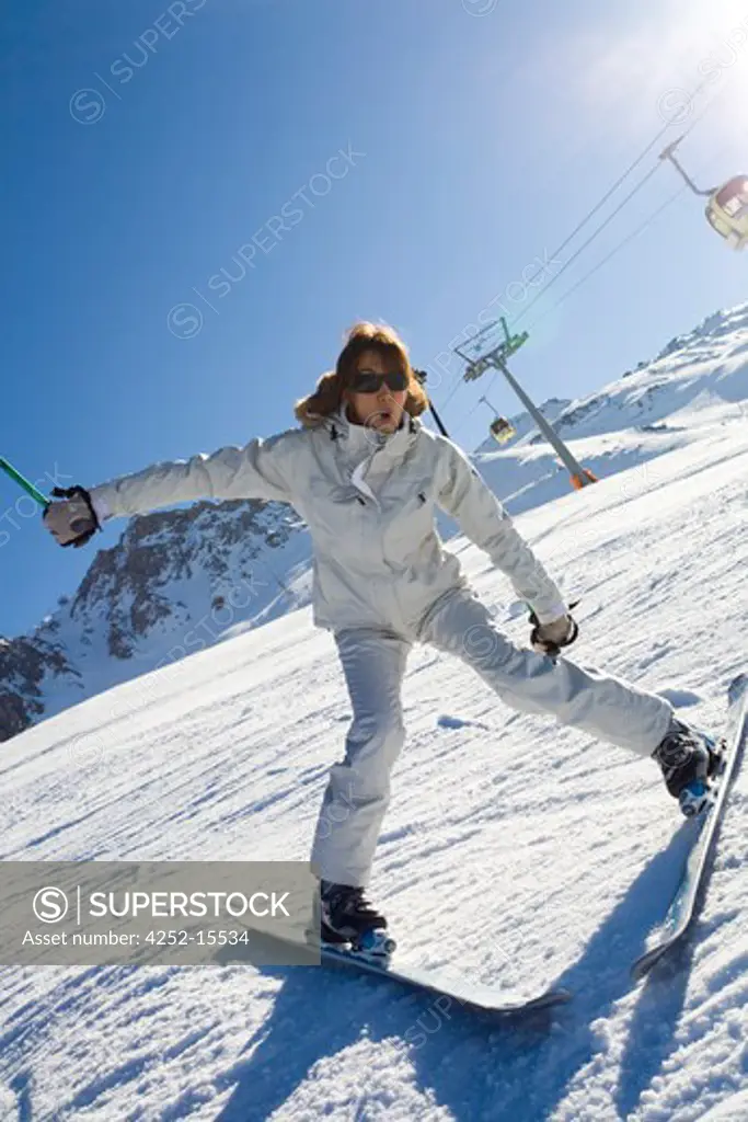 Woman snowplough