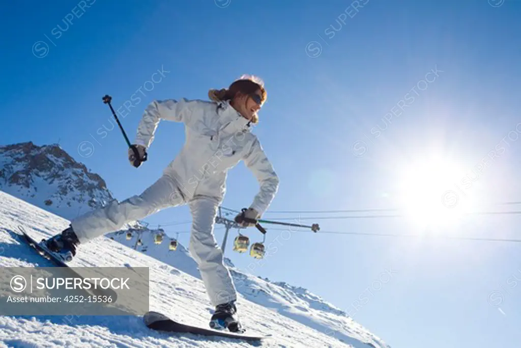Woman snowplough