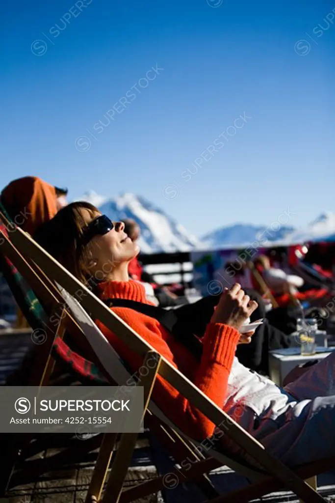 Woman mountain deckchair