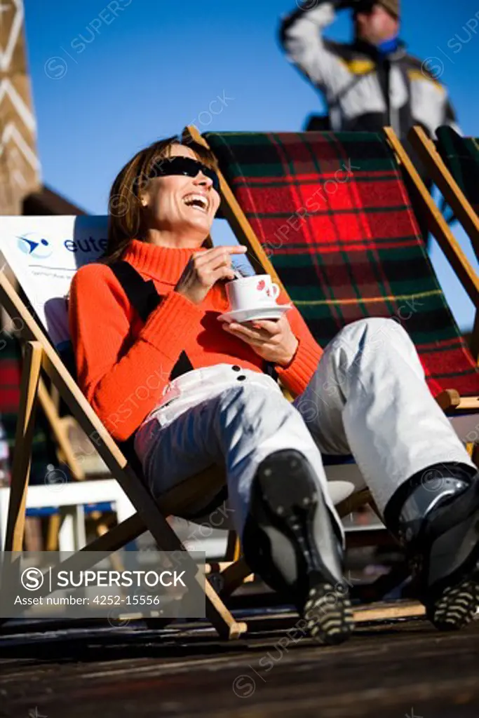 Woman mountain deckchair