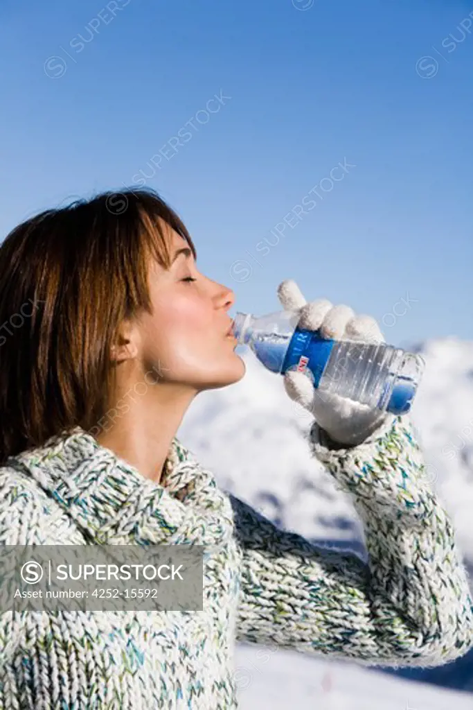 Woman water winter