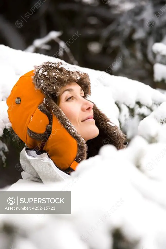 Woman snow winter