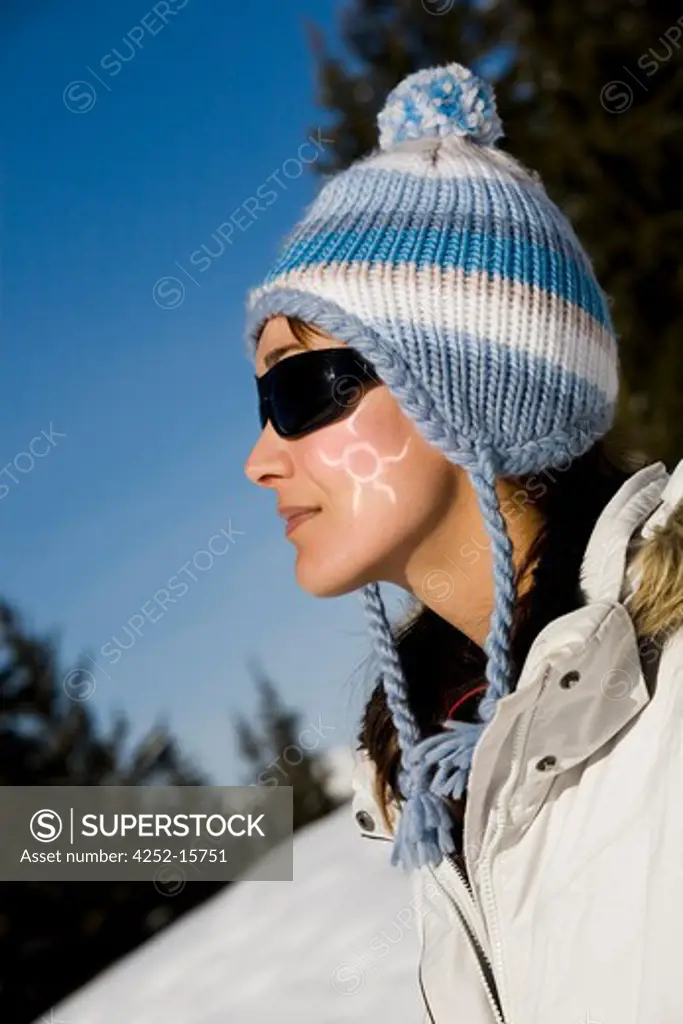 Woman winter sunscreen