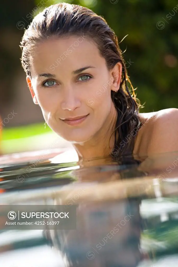 Woman pool portrait