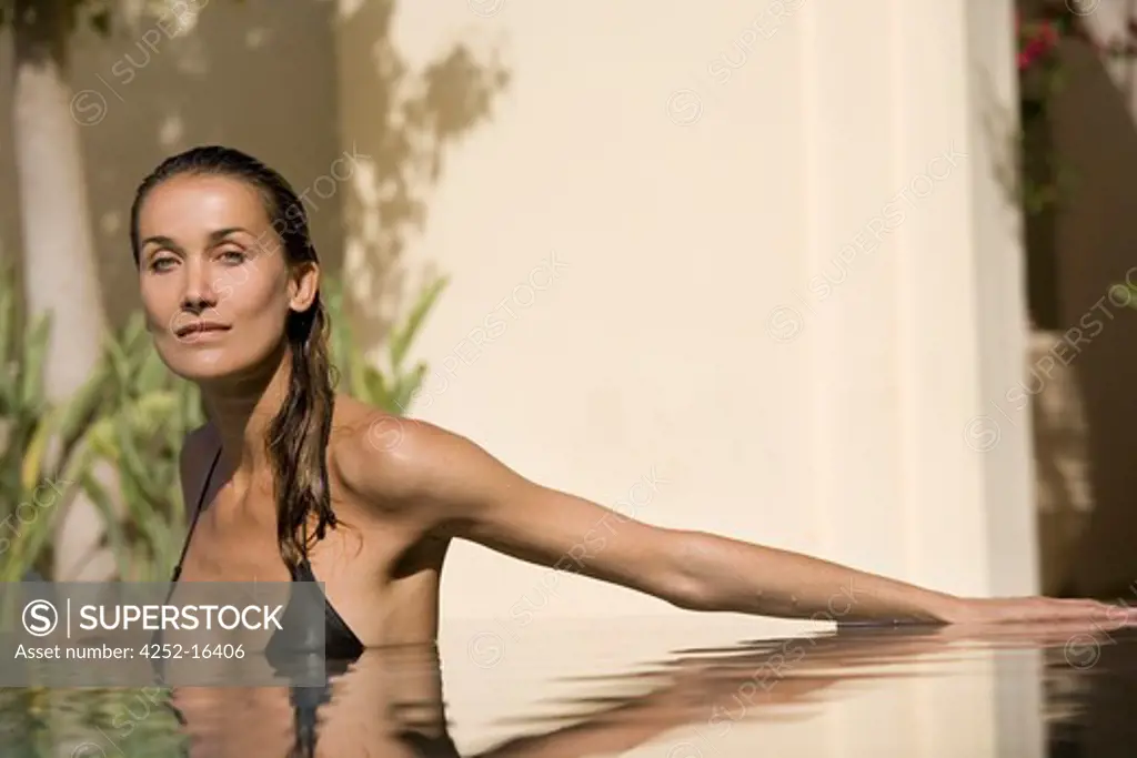 Woman pool portrait