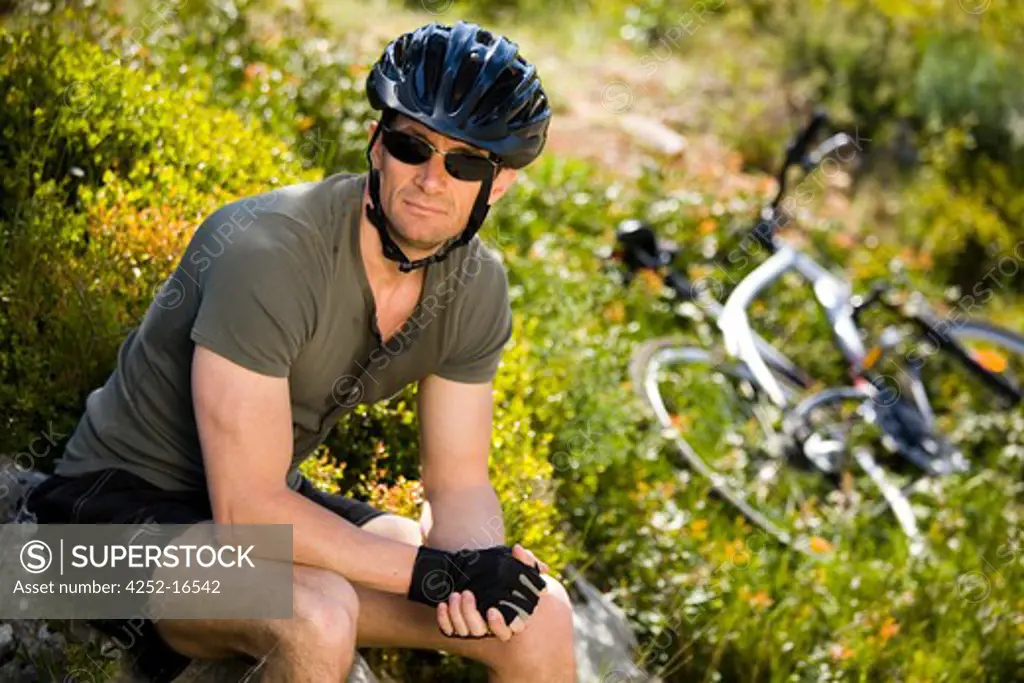 Cyclist man nature